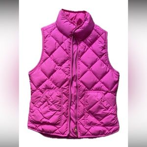 J.Crew Excursion Quilted Puffer Vest Bright Punk Fuschia Color Small
